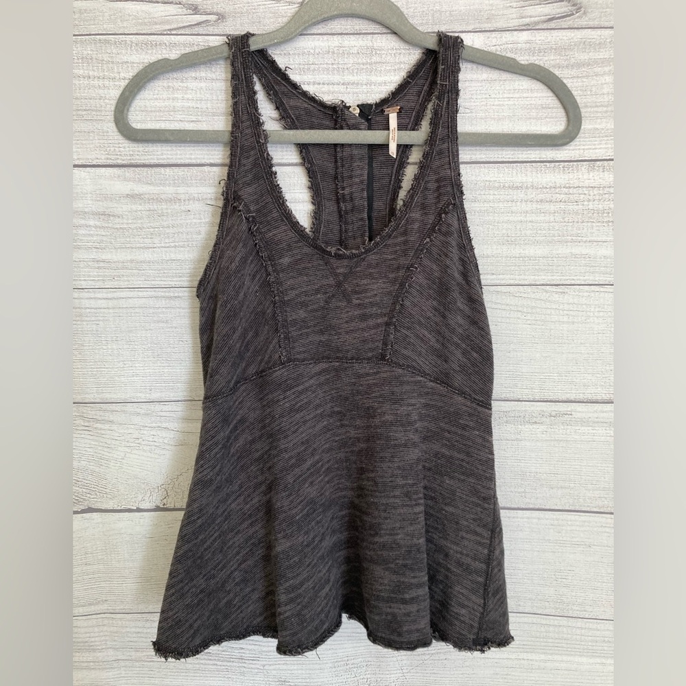 Free People | Women’s Sleeveless Racerback Frayed Hem Peplum Top
